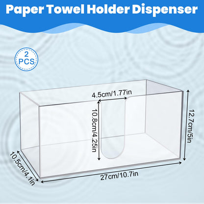 IANFAN 2 Pack Acrylic Countertop Paper Towel Dispenser, Clear Napkin Holder for Bathroom Countertop Paper Towel Holder Z-fold/C-Fold/MultiFold Trifold Papers Towels for Bathroom Kitchen Restaurant(2)