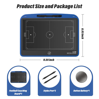 VNVDFLM 13.5’’ Electronic Football Tactical Board Soccer Coaching Board,LCD Soccer Strategy Board with Stylus Pen,Football Marker Board Training Writing Tablet Perfect Coach Gifts-Football Blue