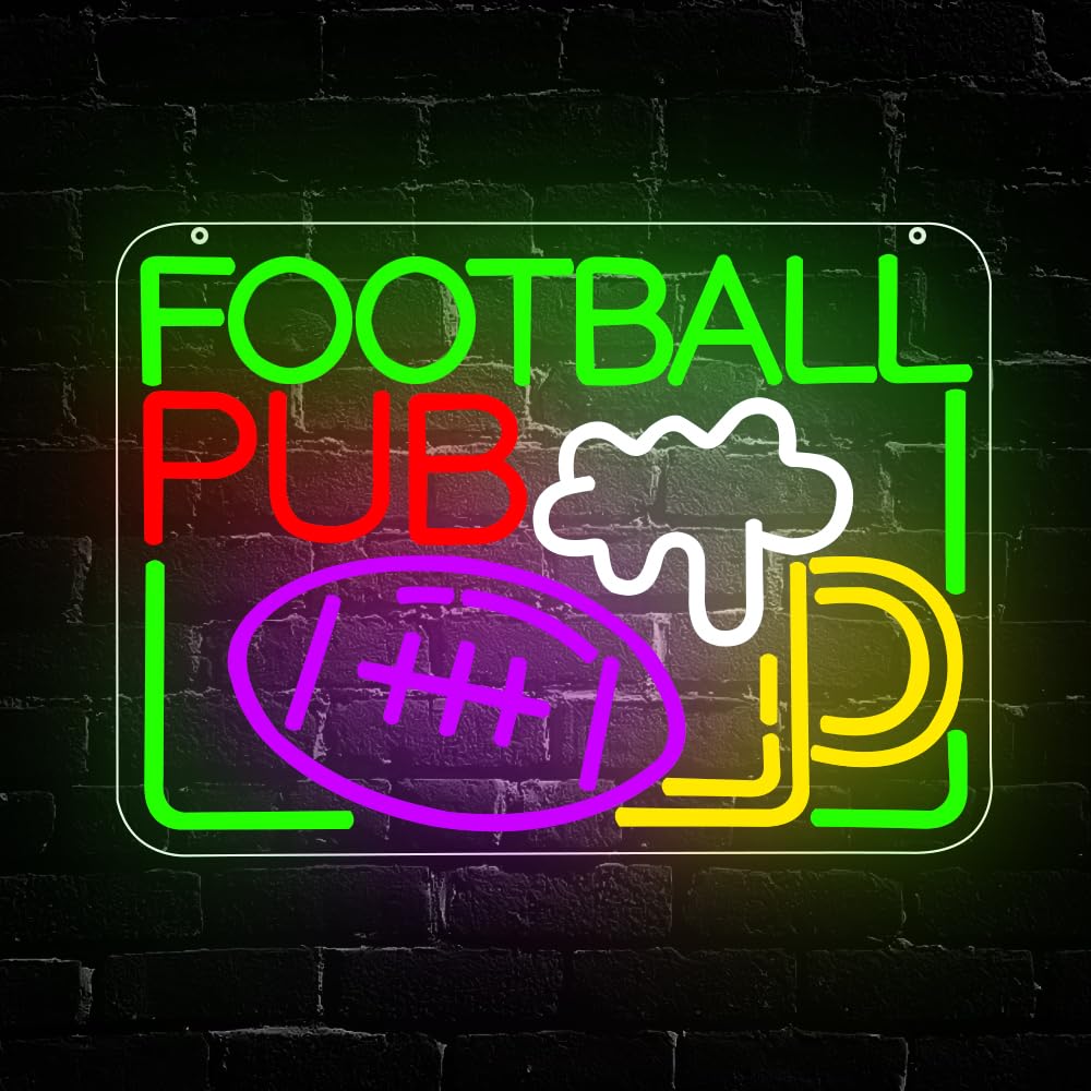 Beer Neon Sign, Bar Led Neon Light Signs for Home Bar Wall Decor Dimmable Football Light up Sign for Pub Bistro Night Club Home Man Cave Decoration Gift USB Powered(15.6"*11.5")