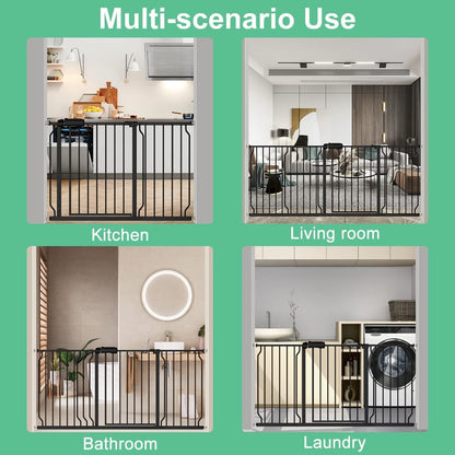 ALLAIBB Extra Wide Pressure Mounted Baby Gate Walk Through Child Kids Safety Toddler Tension Black Long Large Pet Dog Gates with Extension for doorways Kitchen (62.20-71.26"/158-181cm, Black)