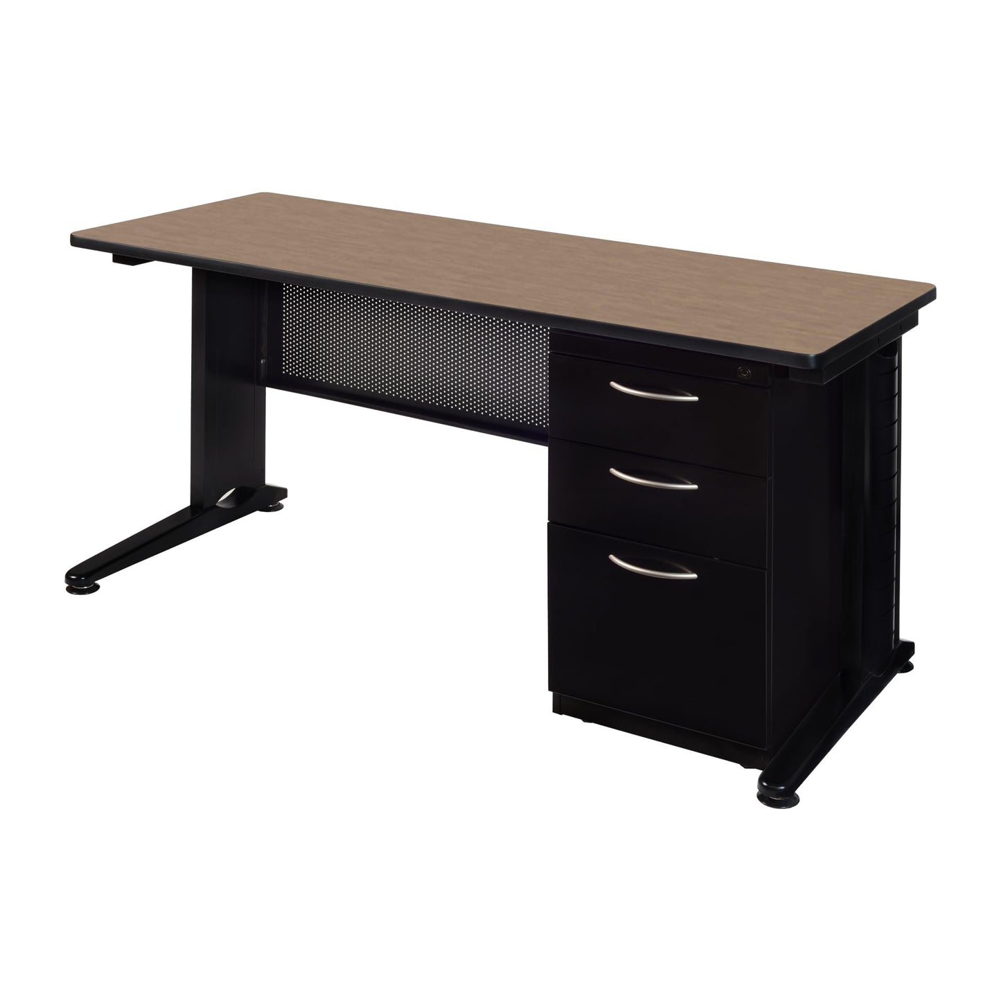 Regency Fusion 66 x 30 Teachers Desk with Single Pedestal Drawer Unit- Noble Oak