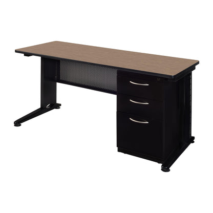 Regency Fusion 66 x 30 Teachers Desk with Single Pedestal Drawer Unit- Noble Oak