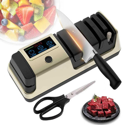 5-in-1 Electric Knife Sharpener for Kitchen Knives, Scissor Sharpener with 3-Speed & 100% Diamond Abrasives -Quickly Sharpening for Straight,Serrated,Cleaver Knives Mothers Day Kitchen Gifts for Mom