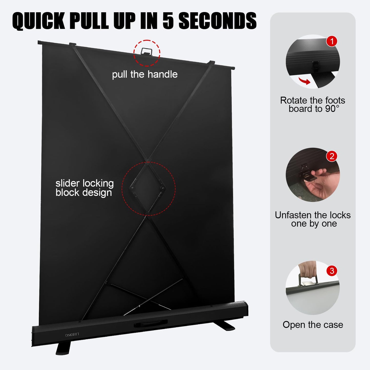 LIHONG Large White Screen Collapsible Chroma Key Backdrop,Portable Retractable Photo Background with Stand for Video, Live Game,Streaming,Wrinkle Resistant Fabric,Pull-up&Down Style (78.7x78.7 in)