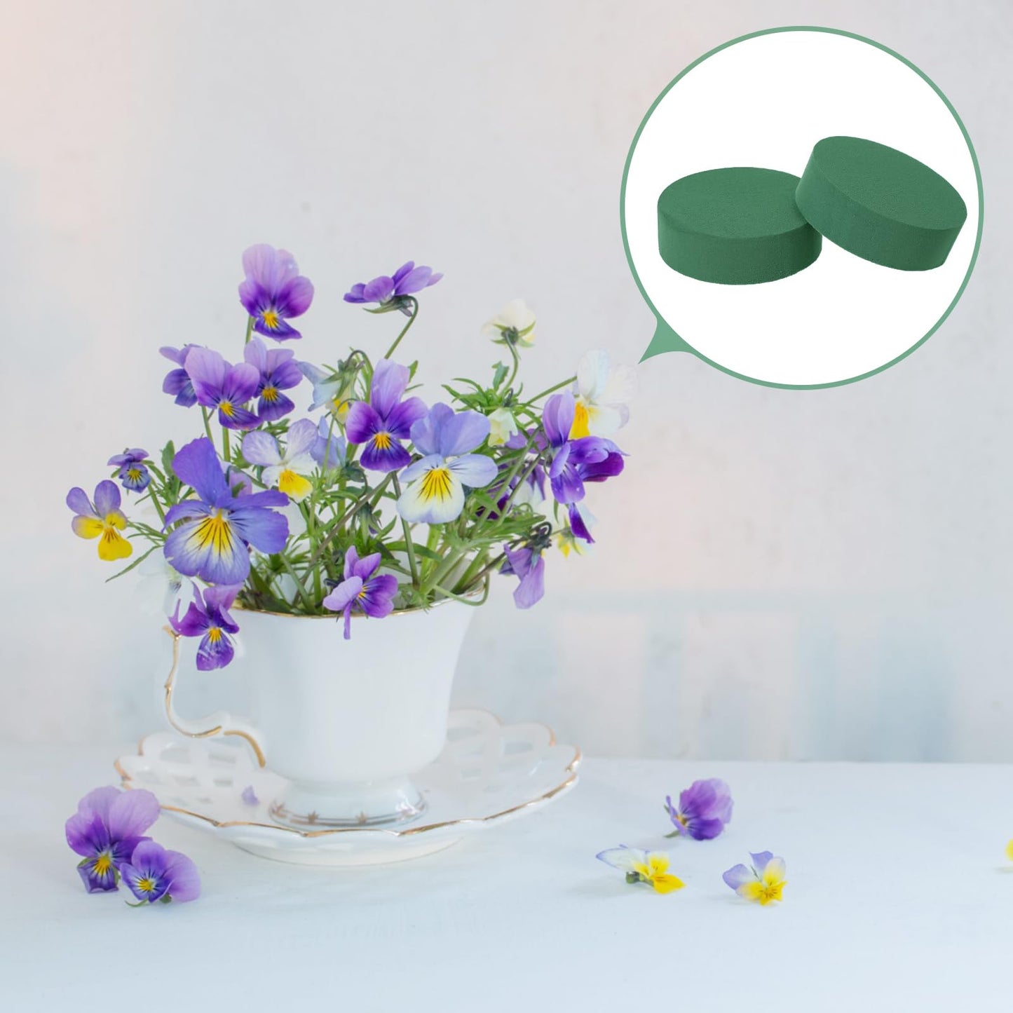 Boao 24 Pieces Round Floral Foam, Wet Floral Foam Bricks Green Flower Foam DIY Flower Arrangement Kit for Wedding, Party Decoration (3 Inch)