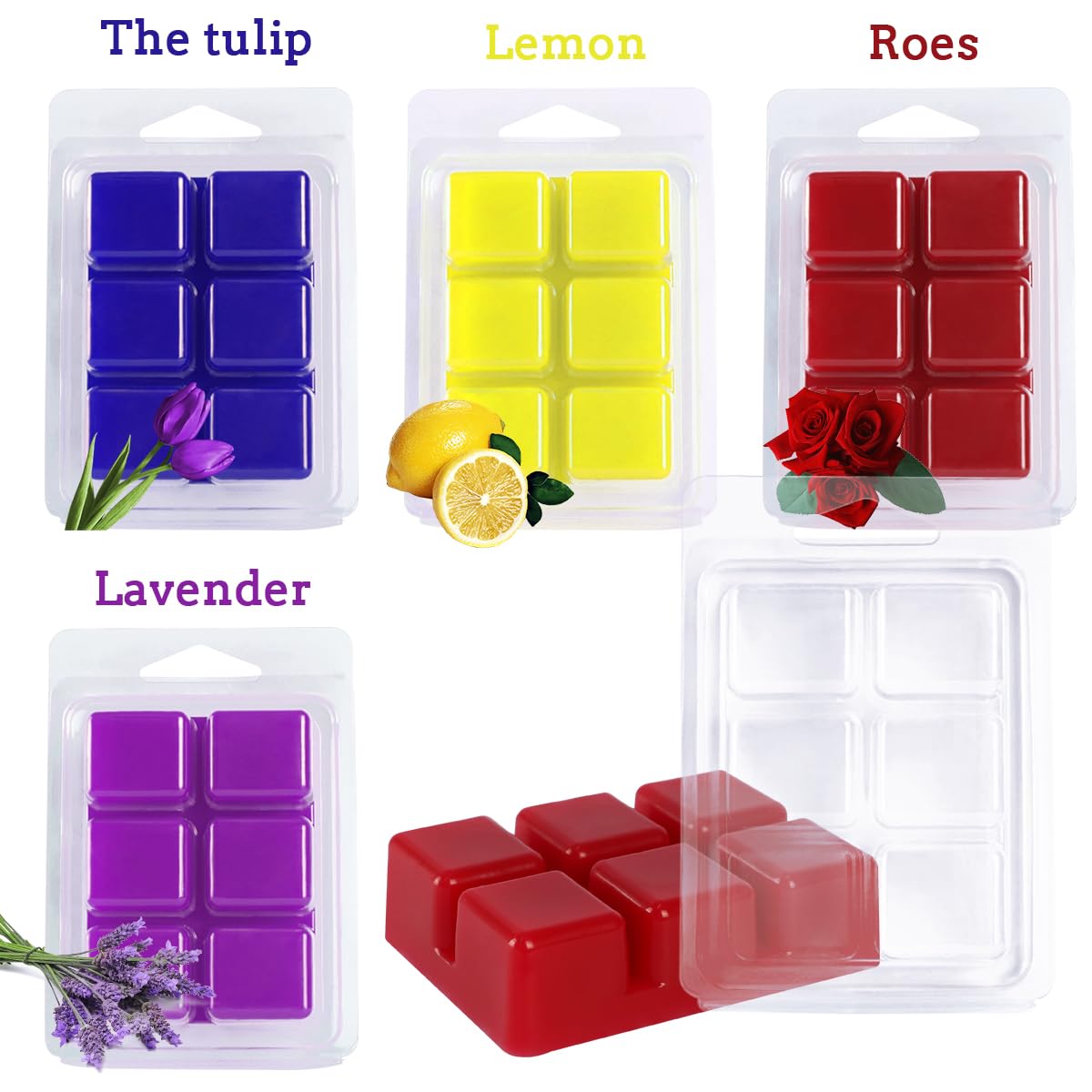 150 Packs Wax Melt Clamshells Molds, Clear Empty Plastic Cube Tray for Wickless Tarts Candles (Clear).