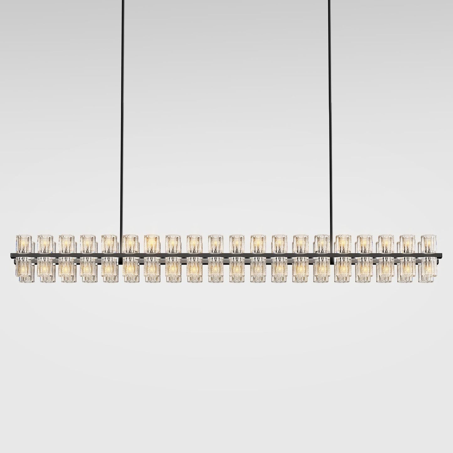 Plsintly Crystal Black Rectangular Chandelier Light Fixture,72 in Large Dining Room Chandelier Over Table,Modern Chandeliers for Living Room,Arcachon Chandeliers,Kitchen Island,Includes 80xG4 Bulbs