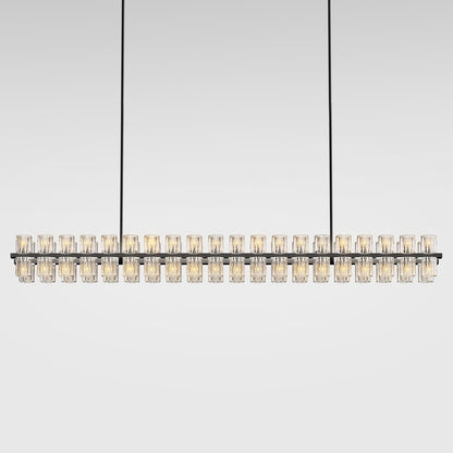 Plsintly Crystal Black Rectangular Chandelier Light Fixture,72 in Large Dining Room Chandelier Over Table,Modern Chandeliers for Living Room,Arcachon Chandeliers,Kitchen Island,Includes 80xG4 Bulbs