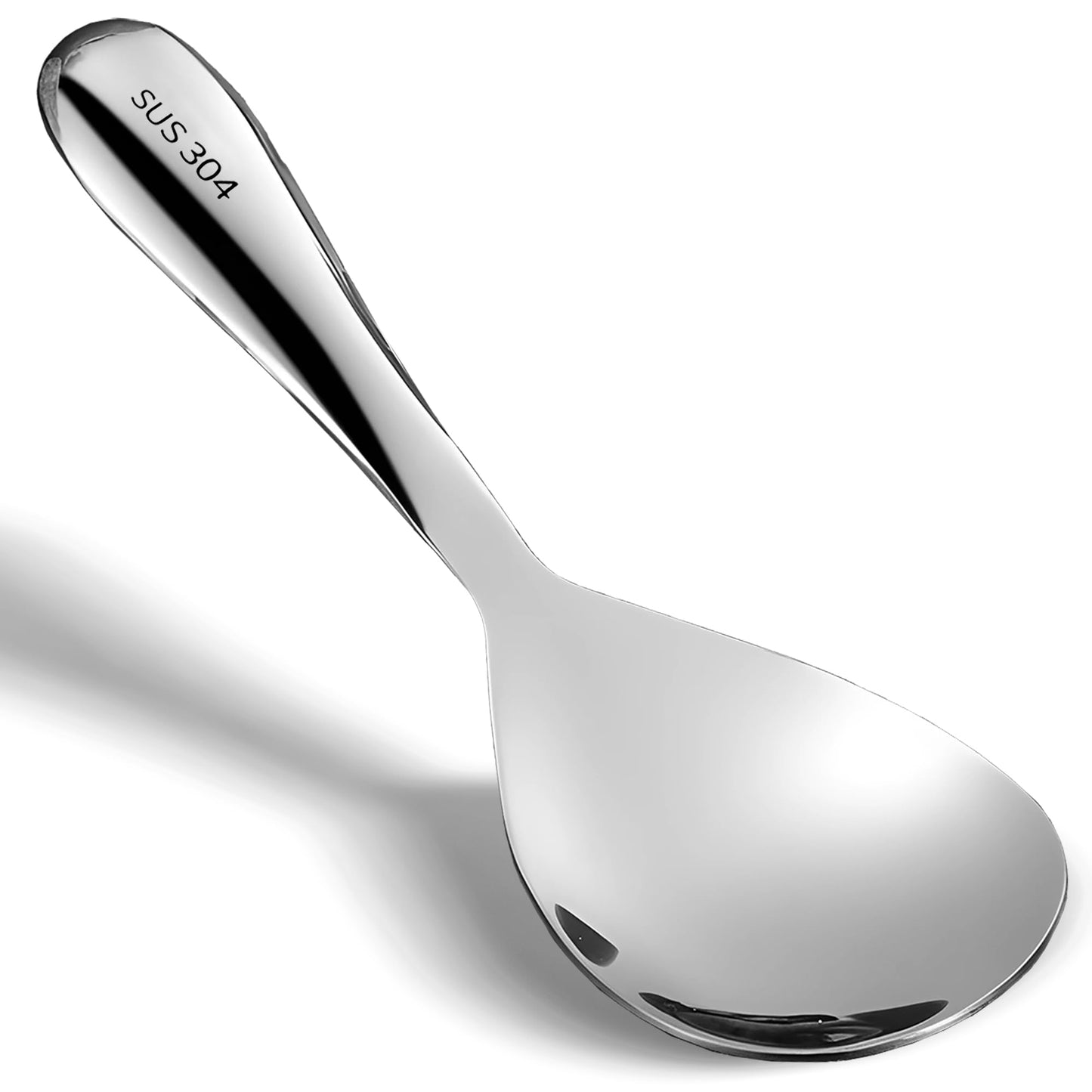 Comicfs Rice Paddle Spoon 304 Stainless Steel Thickened Rice Spoon Rice Spatula Non Stick Rice Scooper for Rice Mashed Potato Salads, Apply for Kitchen Home Restaurant Hotel Serving (1Pc, Bright)