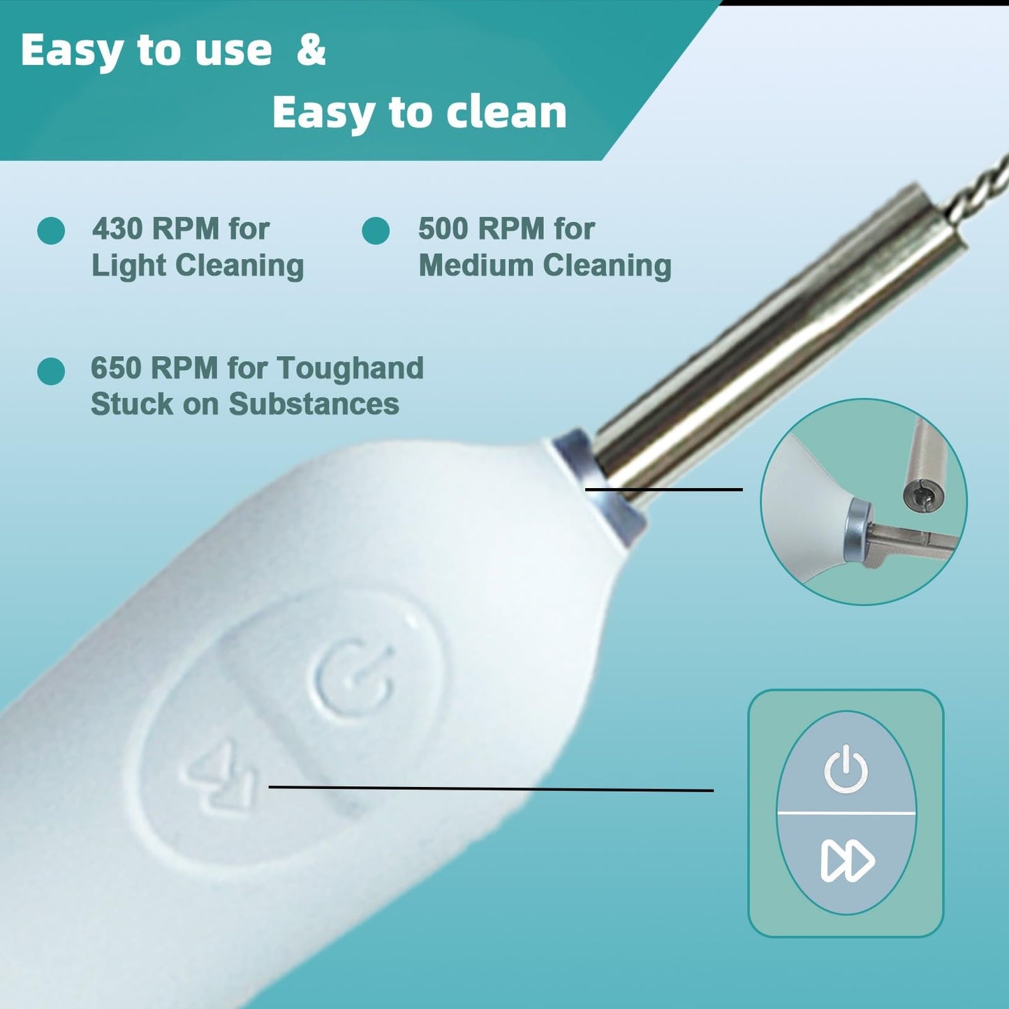 WHNL Electric Baby Bottle Brush With Holder, Stainless Steel Automatic Cleaner With Extension Handle, Sponge, Silicone Water Cleaner, Nipple and Straw Brush - Green