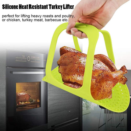 Pssopp Silicone Turkey Lifter, Roasting Pan Sling for Turkey Meat, Green Bakeware