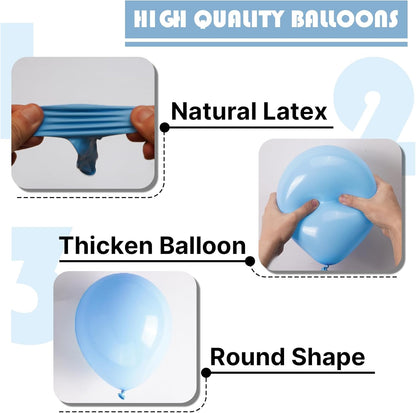 PartyWoo Light Blue Balloons - 100pcs Mini 5-Inch Pastel Aqua Balloons for Baby Showers & Parties