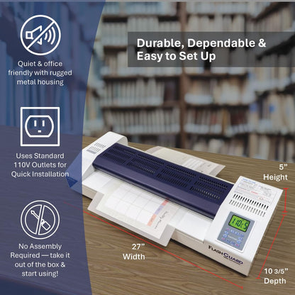 Formax FlashGuard 18R6 Laminator; 1500W; 110-120V, 50/60Hz; 15A; 18" Infeed; Heavy-Duty 6 Roller System; All-Metal Construction; Graphics-Based LCD Screen; Variable Temperature and Speed
