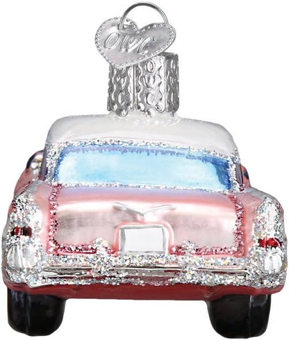 Old World Christmas Glass Blown Ornament - Classic Car (46023), Pink