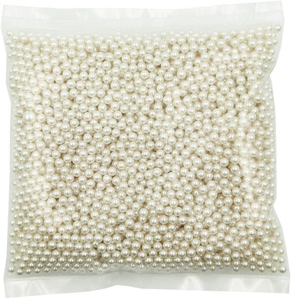 3800pcs 5mm Ivory Polished ABS Undrilled Art Faux Pearls for Home Decoration, No Hole Imitation Round Pearl Beads