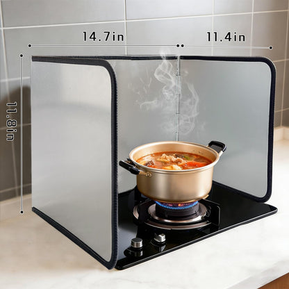 Foldable 3-Sided Stainless Steel Oil Splatter Guard – Heat-Resistant Stove Shield, Collapsible Grease Splash Protector for Cooking & Frying 14.7 * 11.8 * 11.4
