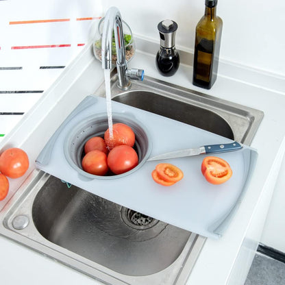 Restaurantware RW Base Cutting Board Strainer, 19.7"x11.2" with Non-Slip Rubber Feet, Gray