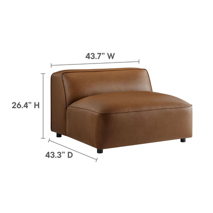 Modway Auren Vegan Leather 5 Piece Armless Modular Sofa in Coffee - Faux Leather L Shaped Sectional - Comfy Modern PU Leather Sofa - Oversized Mid Century Modern Couch for Living Room