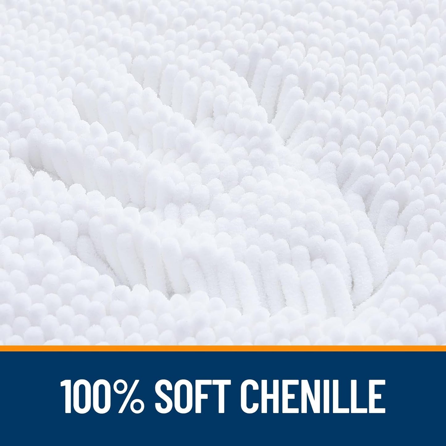 OLANLY Bathroom Runner Rugs - Extra Soft Chenille Bath Mats | Quick Dry, Machine Washable, 47x17 Inches, White