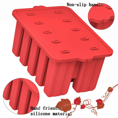 Silicone Popsicle Molds,10 Cavity Homemade ICE Popsicle Molds Food Grade BPA-Free with Popsicle Maker Sticks Popsicles Bags A Funnel,Popsicle Maker Popcycle Mold (Red-10 Cavity)