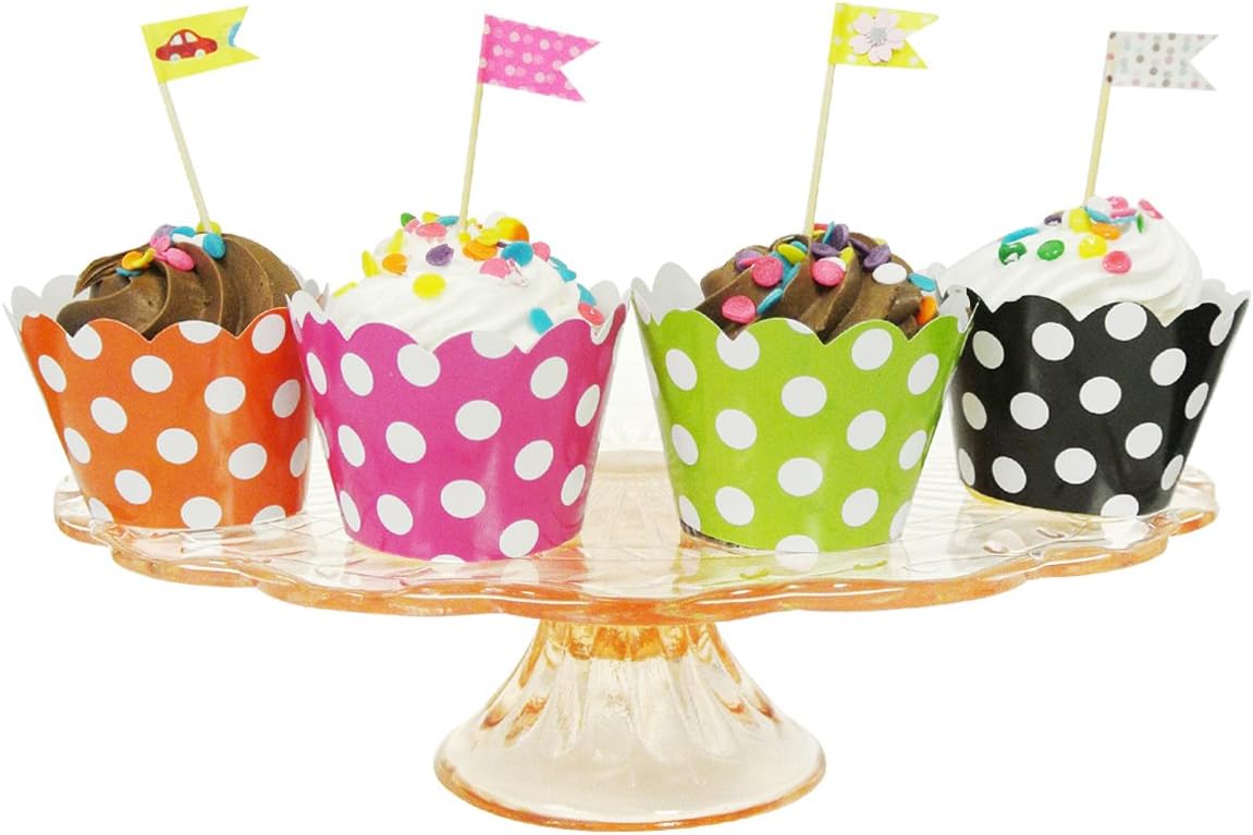 Wrapables Standard Size Hot Pink Polka Dots Cupcake Wrappers - Set of 20