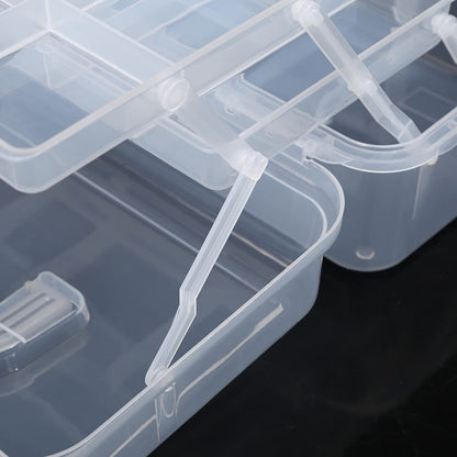 Tosnail 12-Inch 3 Layers Plastic Craft Organizer Box Storage Container First Aid Carrying Case for Sewing, Painting, Arts - Clear