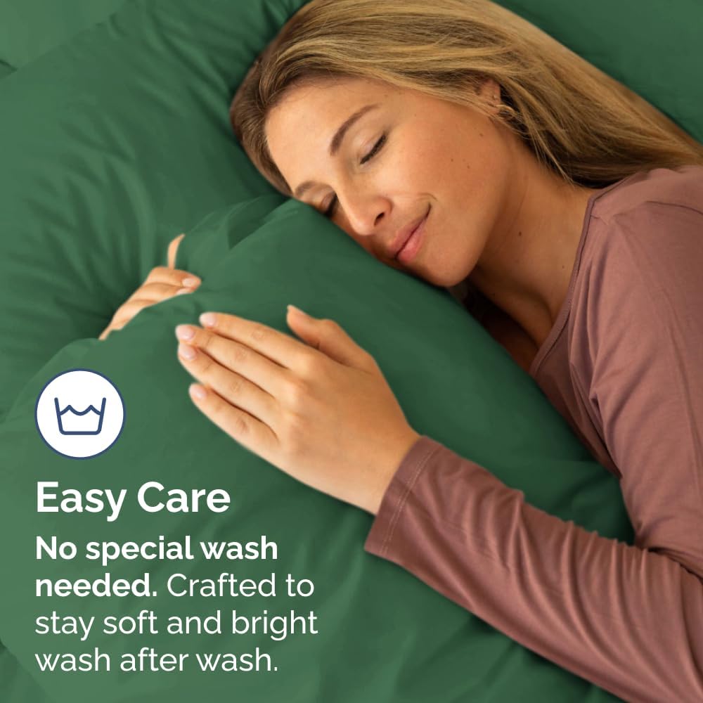 Skiennix Body Pillowcases Set of 2 | Soft 20x54 Long Pillow Covers for Side Sleepers - Wrinkle-Free, Machine Washable in Emerald Green