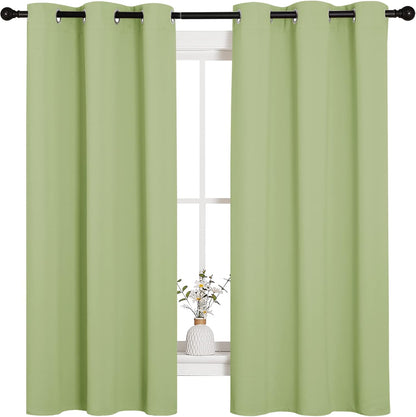 NICETOWN Thermal Insulated Blackout Curtains - Sage Green Grommet Drapes for Bedroom | 42 x 63 Inches