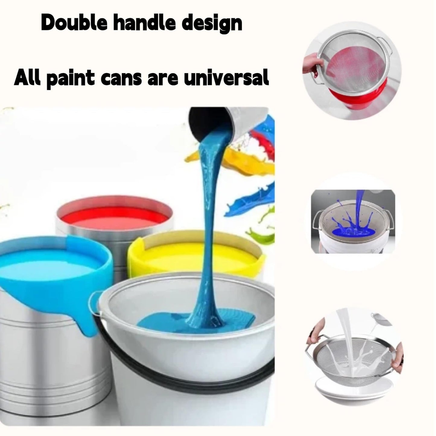 Fine Mesh Paint Strainer-60 Mesh Stainless Steel Paint Strainer,Fits Over 5 Gallon Paint Bucket Cans, Strains Filters Removes Debris, Particles, Impurities from Coating and Liquids - Drain（2 Pack）