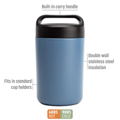 Goodful Stainless Steel Food Jar, Double Wall Vacuum Sealed Insulated Food Storage Container with Carry Handle Lid, 16-Ounce, Deep Blue