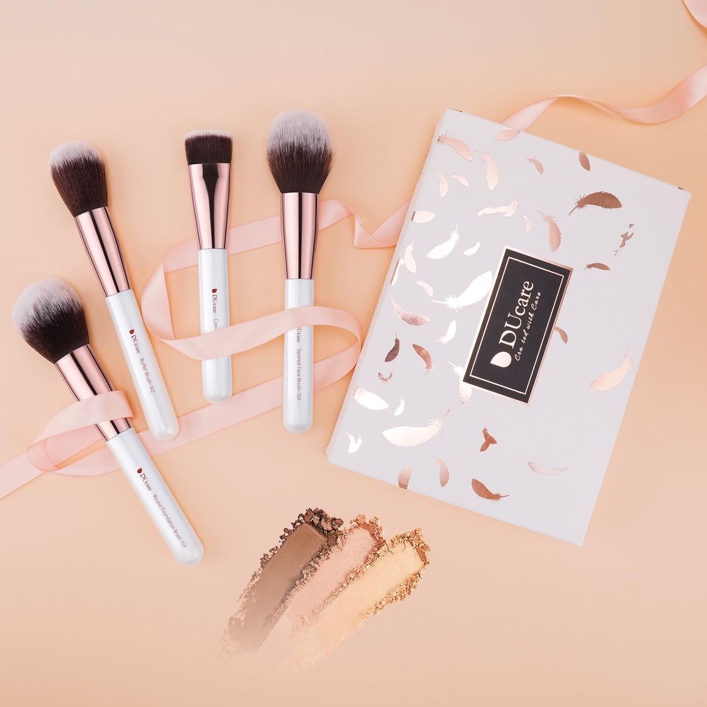 DUcare Makeup Brushes Set Professional 27Pcs Makeup Brushes Premium Synthetic Kabuki Foundation Blending Face Powder Blush Concealers Eye Shadows Make Up Brushes Kit White