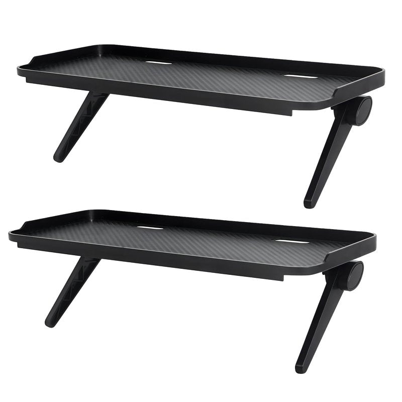 QIYUNI 2 Pieces TV Top Shelf Screen Monitor Top Storage Bracket Computer Screen Shelf Adjustable Bracke for Media Boxes Game Console Router Home Mount (Black, 11.8 x 4.9 Inch)
