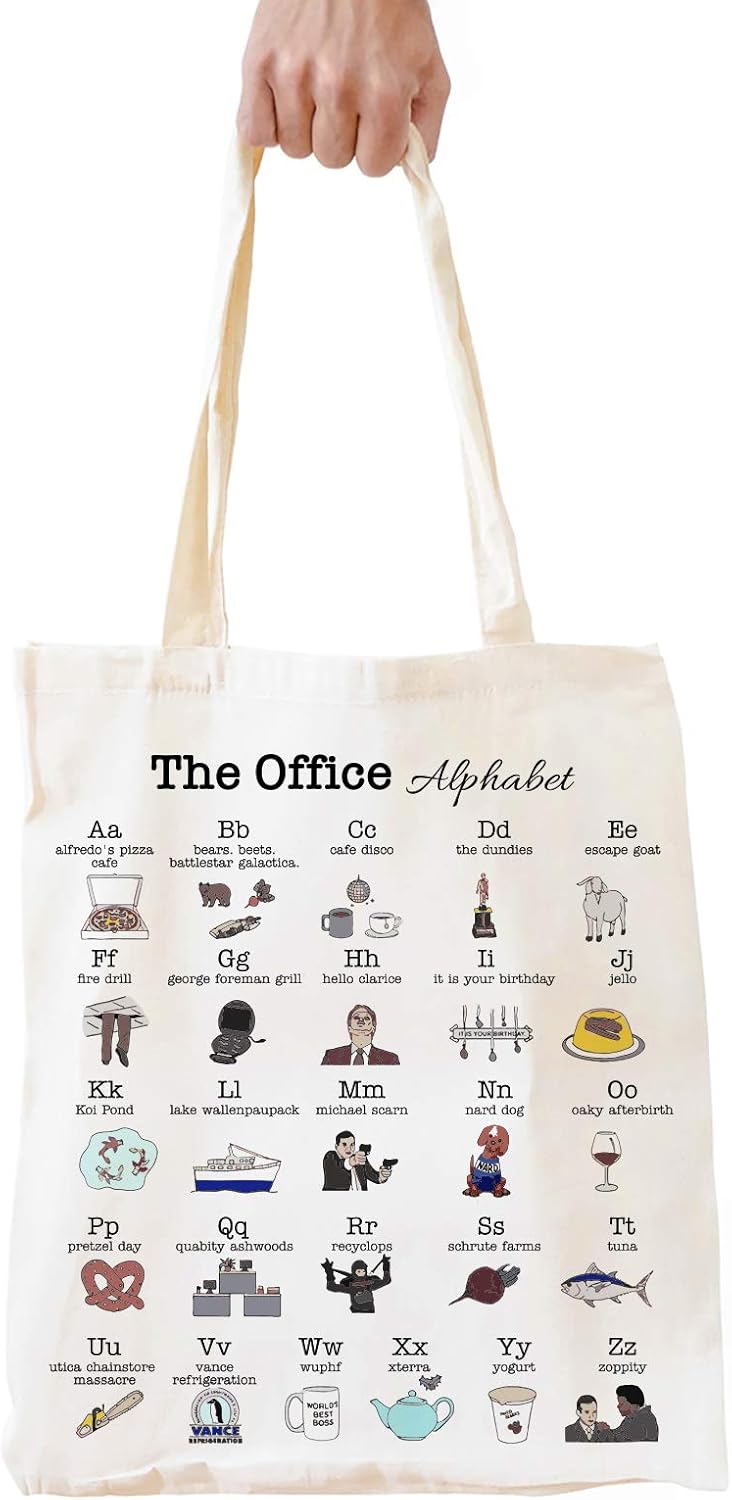 Funny The Office Merch Gifts Tote Bag for Women, Natural Reusable Eco-Friendly Cotton, Off White