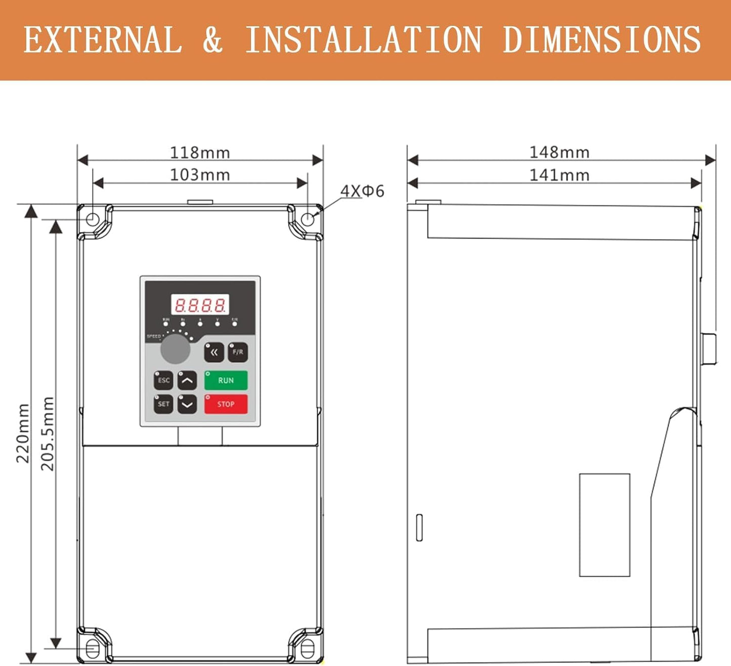 QNK 7.5KW 10HP 380V AC 17.5A VFD Converter Single to 3 Phase Inverter Variable Frequency Drive for CNC Spindle Motor Speed Controller