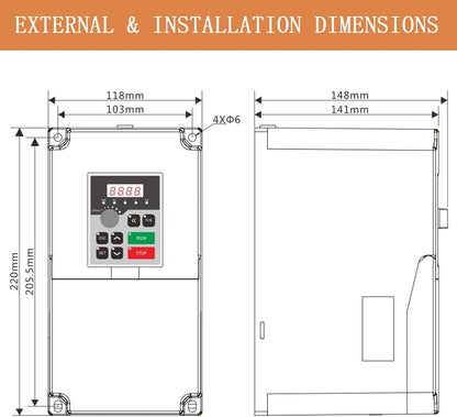 QNK 7.5KW 10HP 380V AC 17.5A VFD Converter Single to 3 Phase Inverter Variable Frequency Drive for CNC Spindle Motor Speed Controller