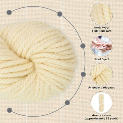 The Oxford Company Violet Jane 100% Wool, 3-Ply Solid Rug Yarn | 4-Ounce Skein (Natural undyed)