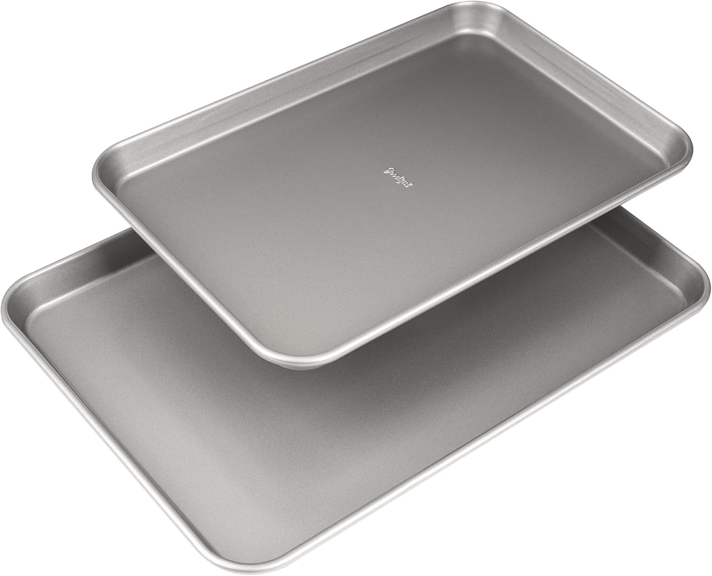 Goodful Nonstick Cookie Baking Sheet Set, Heavy Duty Carbon Steel, 2-Pack Bakeware Set, Dishwasher Safe, Gray
