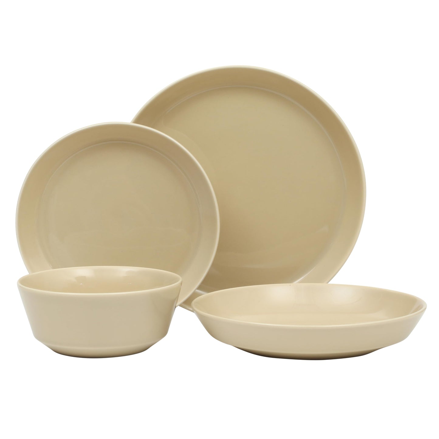 Gibson Home Summer Shades 16 Piece Plates and Bowls Dishes Service for 4 Porcelain Dinnerware Set - White