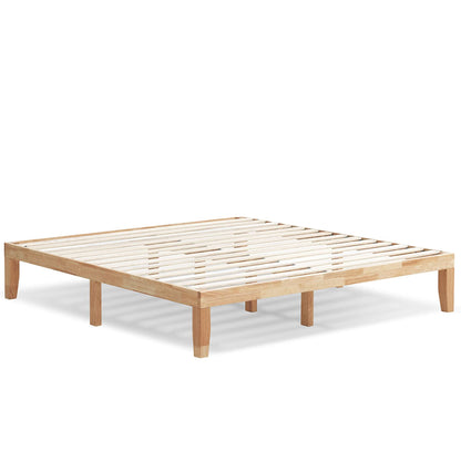 KOMFOTT 14 Inches Wood Platform Bed Frame King Size, Wooden Mattress Foundation with Rubber Wood Frame, Strong Wooden Slats Support, No Box Spring Needed, Bed Frame (Natural)