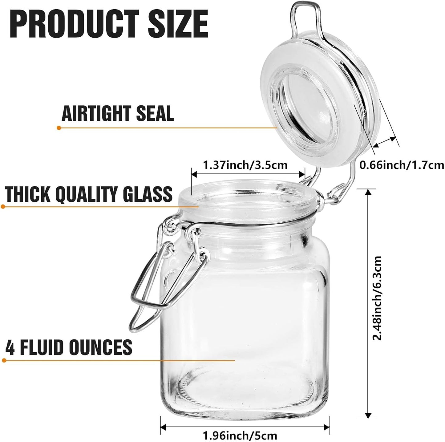 24 Pack 4oz 24 SPANLA Spice Jars, Small Glass Jars with Airtight Hinged Lid, With Spice Labels & Silicone Funnels