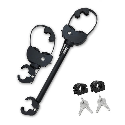 2-Pack Adjustable Lockable Ratchet Straps Frame Holders with Soft Rubber Padding and Keys for E-Bike Carriers and Bike Racks