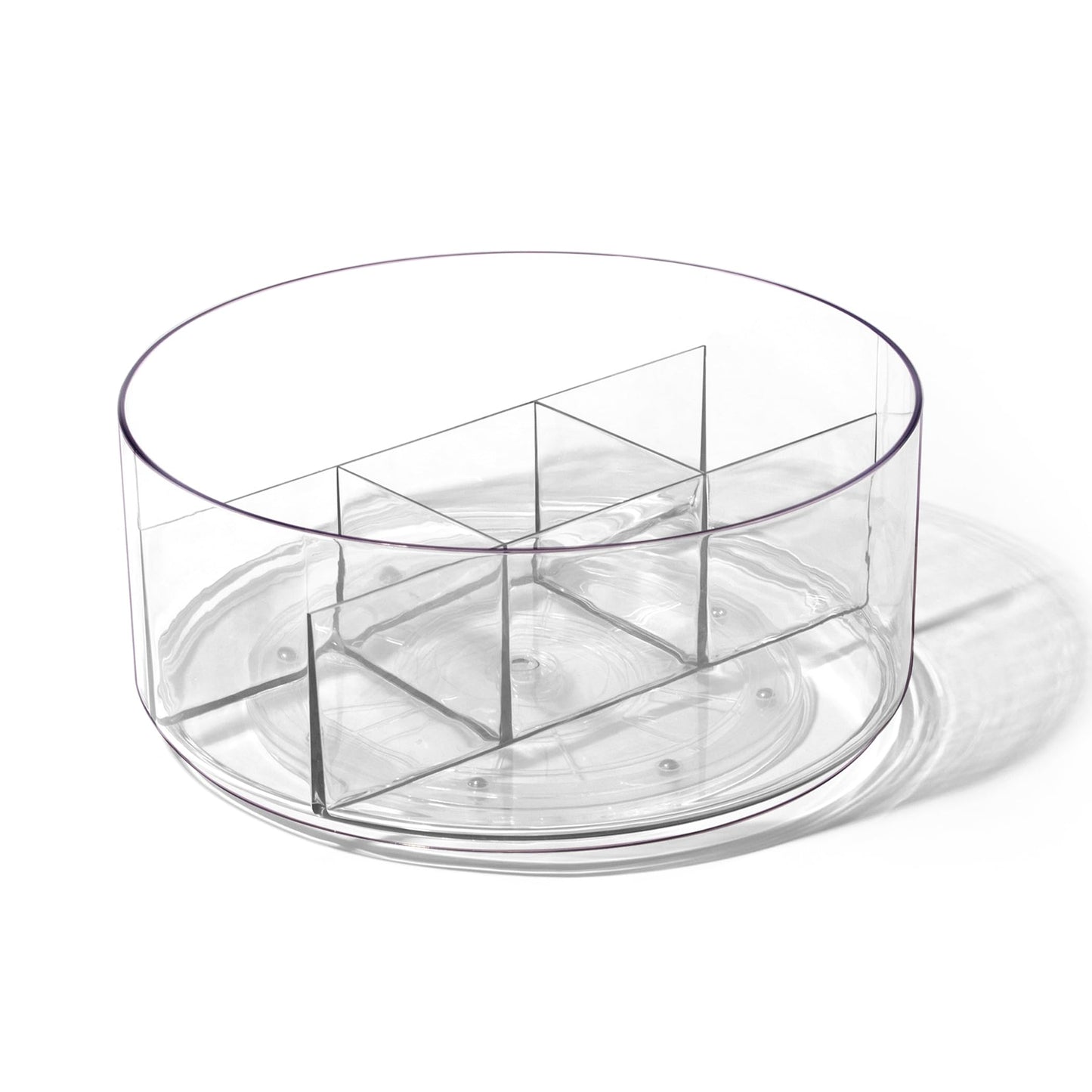BINO Plastic Round Turntable Organizer with 5 Compartments - Clear | Spinning Divided Turntable Container | Rotating Organizer Storage for Bottle Condiments Fridge Kitchen Counter Pantry Bathroom