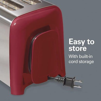 Hamilton Beach 2 Slice Toaster, Extra Wide Slots, Shade Selector, Auto-Shutoff, Cancel Button, Toast Boost, Red