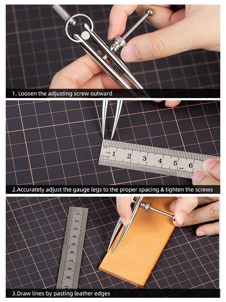WUTA Spring Wing Divider 304 Stainless Steel Precision Scriber Caliper Tool Metal Dividers Adjustable Spacing Compass High Polished Round Leg for Drawing Circles, Leather Craft, Jewelry (Large