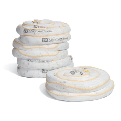 PIG Oil Boom - Oil-Only Absorbent Boom - 4 Pack - 3" x 20' Boom - Absorbs up to 4 gallons per Boom - BOM407
