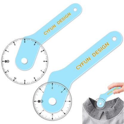 2Pcs/Set 12inch&8inch Sewing Wheel Ruler for Measuring Curves；360 Degrees Rotating Acrylic Rolling Rulers for Tailors, Dressmakers & Seamstresses necklines, Trim, Ruffles, Binding, Etc.