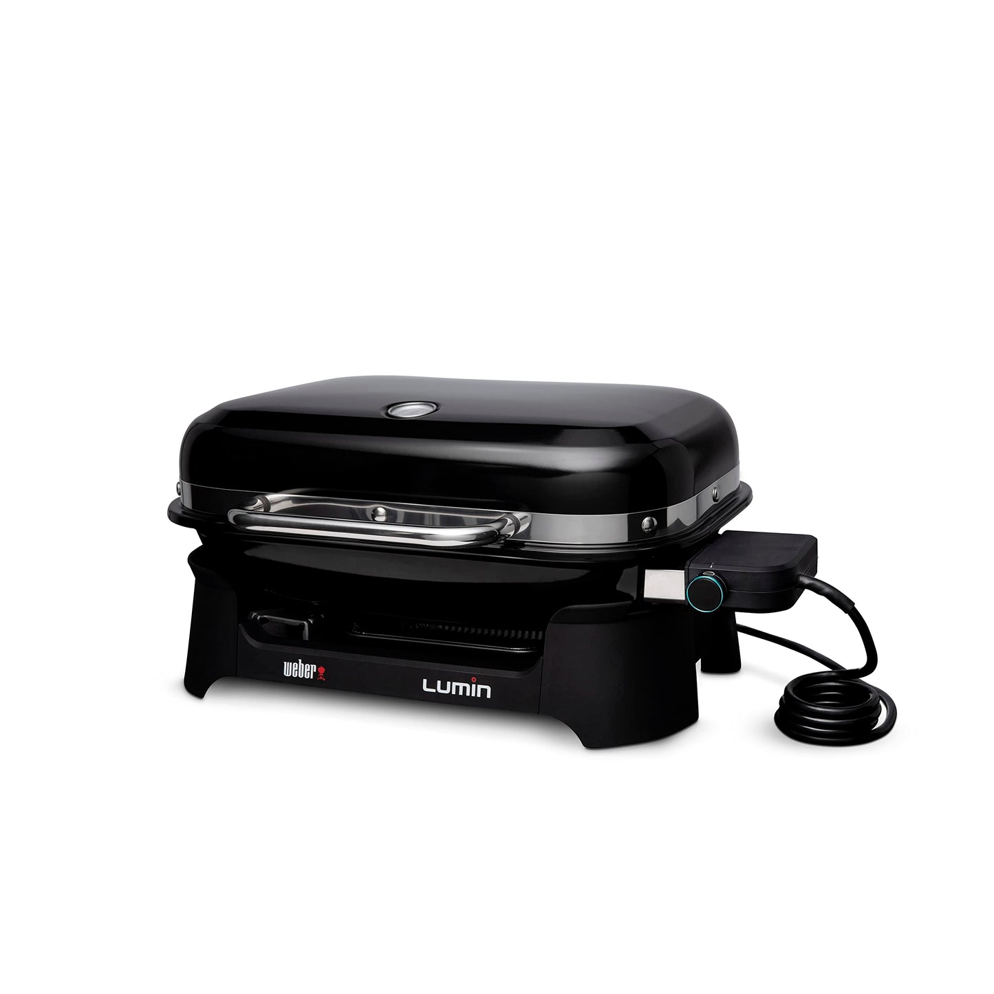 Weber Lumin Portable Electric Grill, Black – High‑Heat Outdoor BBQ Reaching 600°F for Searing, Smoking, Steaming & Warming – Ideal for Samll Spaces & Travel
