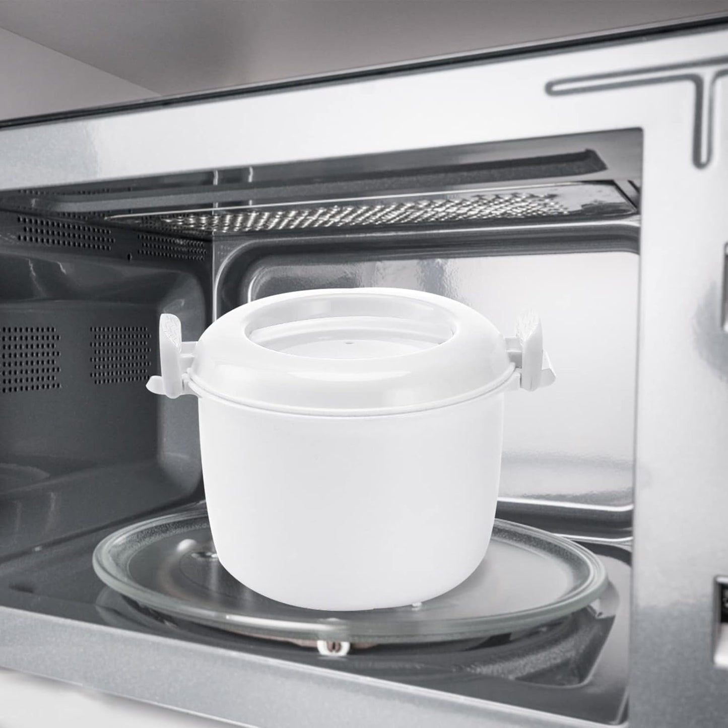 Hemoton Mini Microwave Steamer, Rice Cooker, Food Steamer Pot with Lid, Portable Microwave Cookware