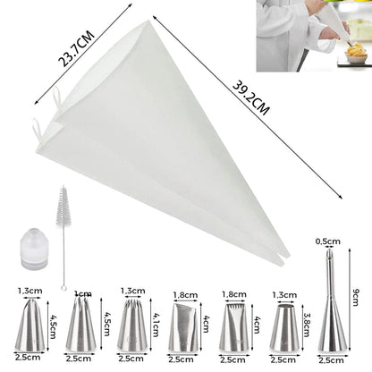USHYIMJT Reusable Piping Bags and Tips Set - 16inch Pastry Bags for Cake Decorating, Cupcakes, Cookies | Durable Cotton Exterior, Easy to Clean, Eco-Friendly Baking Kit for Home Bakers & Chefs