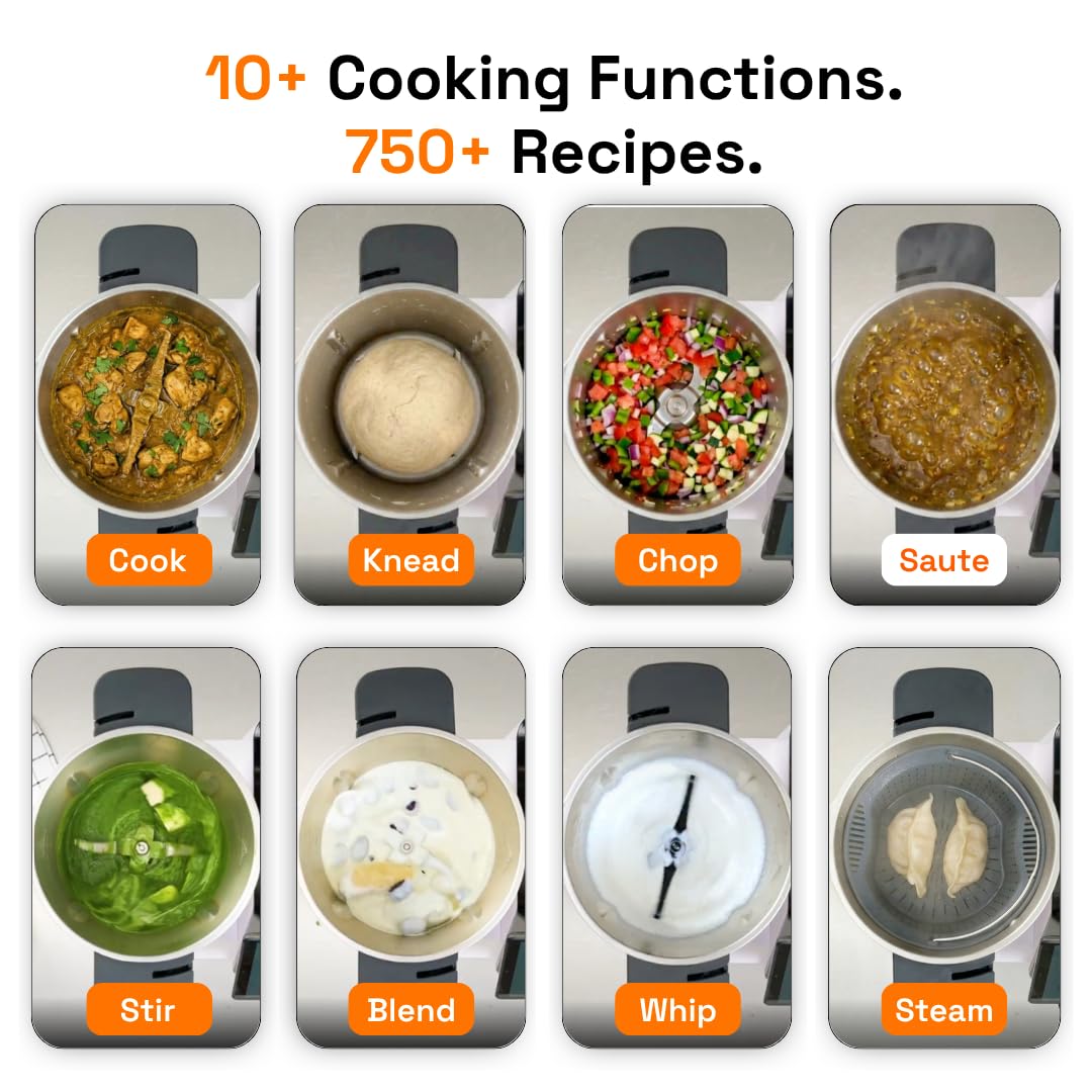upliance AI Cooking Assistant | 750+ Recipes | AI Powered | 12 Modes | Weighing Scale | App & WiFi | 220-240V | Use with Transformer in USA.
